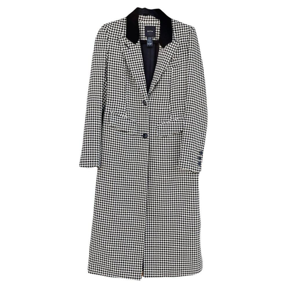 Smythe Brando Coat Houndstooth Black Cream - Picture 4 of 7